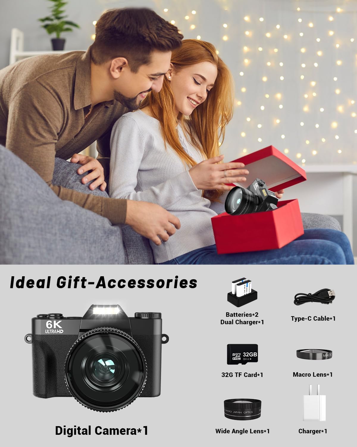 2024 Upgrade VJIANGER Digital Camera for Photography Vlogging Camera for YouTube with WiFi, 180° Flip Screen, 16X Digital Zoom, 52mm Lens, 2 Batteries, 32GB Micro SD Card(Black) - Image 2